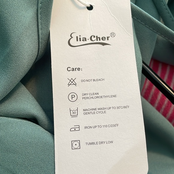 NWT Elia Cher Spaghetti Strap Teal Dress Size 4-6 Summer Sun Dress Pleated - Picture 9 of 13